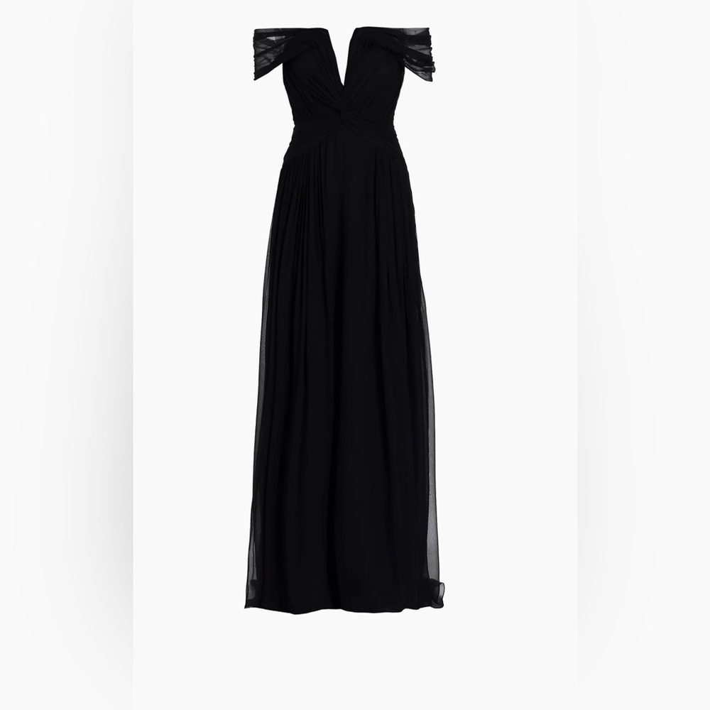 Pamella Roland
Pleated Chiffon Off-The-Shoulder Gown